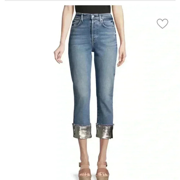 7 for all mankind boyfriend sequin crop Jean 23 - Picture 14 of 14